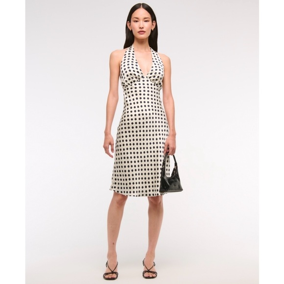 Abercrombie & Fitch Dresses & Skirts - Abercrombie & Fitch Halter Knee-Length Slip Dress Black Polka Dot